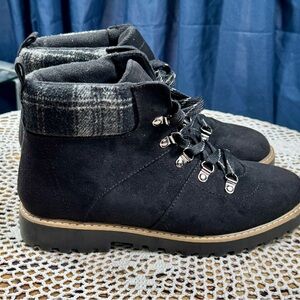 Sonoma Black w/Plaid Women's Hiking Boots Size 9 M Kohl’s Lace Up Ankle  3149